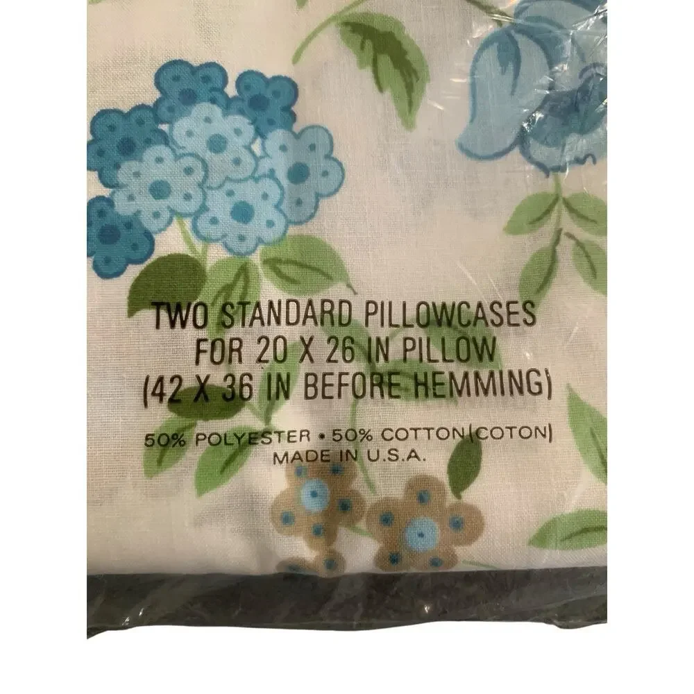 2 Vintage Canon Monticello Floral‎ Pillowcases Standard No Iron Cotton Polyester